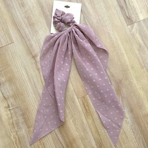 Polka Dot Purple Mauve Hair Bow Scrunchie